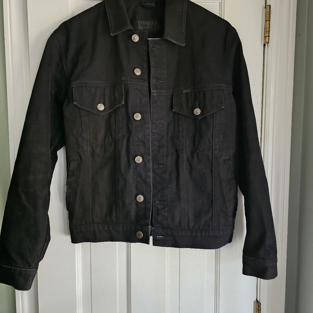 Straight to Hell Black Denim Jacket Sz S MEN - Picture 4 of 6